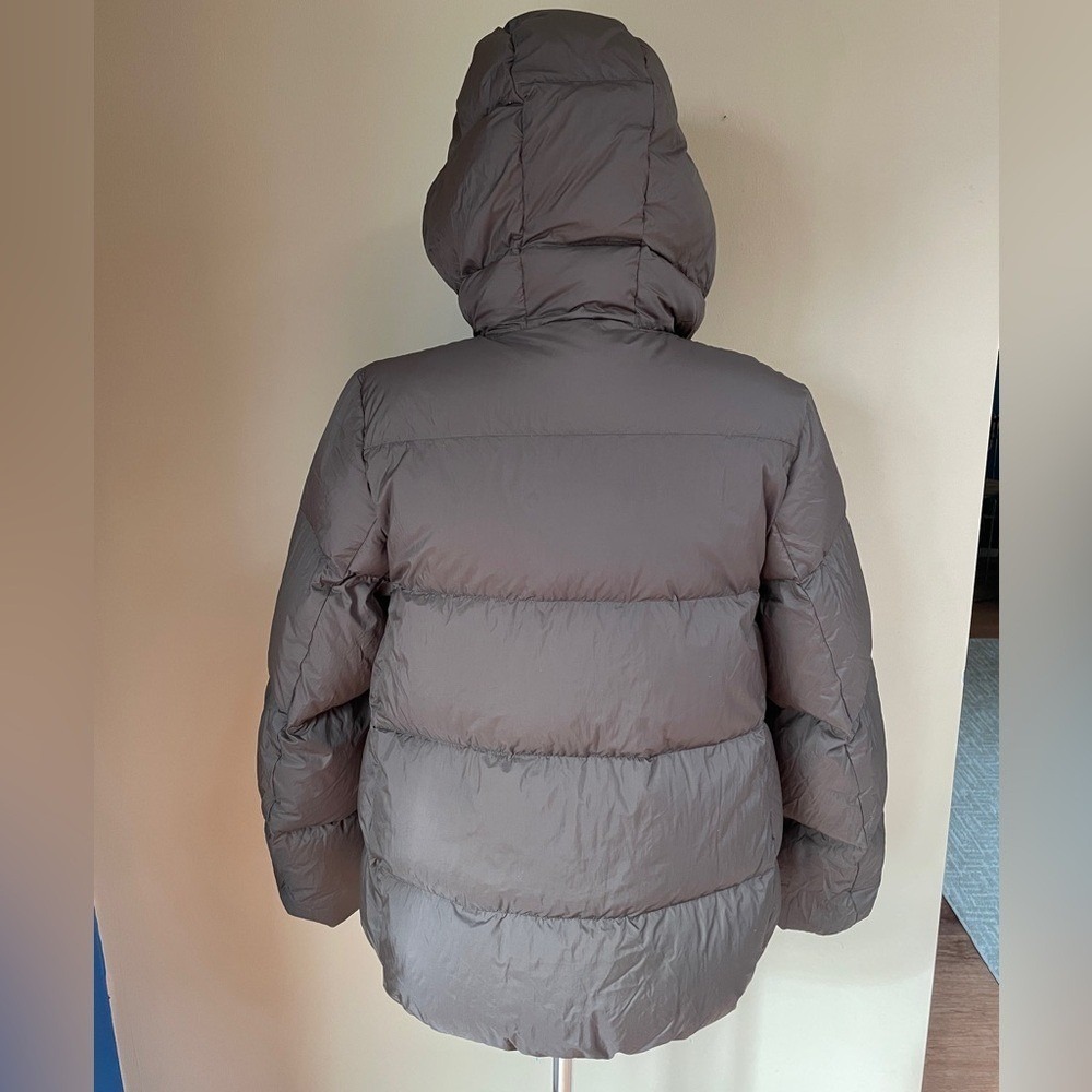 Uniqlo Lightweight Packable Puffer Jacket Down Womens XS Hooded Brown Short - Picture 2 of 12